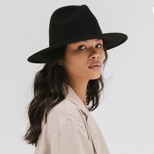 Gigi Pip Wes Tall Fedora Hat Black
